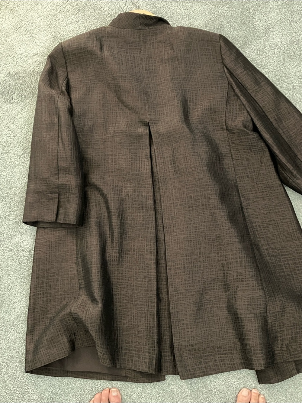 Silk Eileen Fisher Dark Brown Elegant Open-Front Jacket - Picture 4 of 9